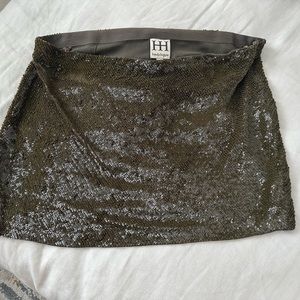 Haute Hippie army green sequin skirt